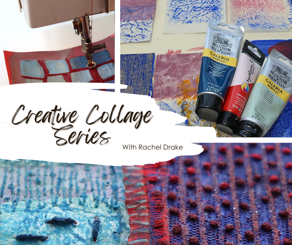 Learn mixed media collage with stitching on paper