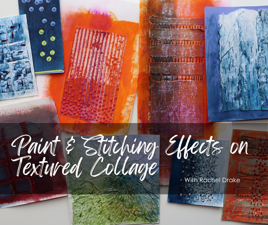 Explore paint and stitch techniques on mixed media collage